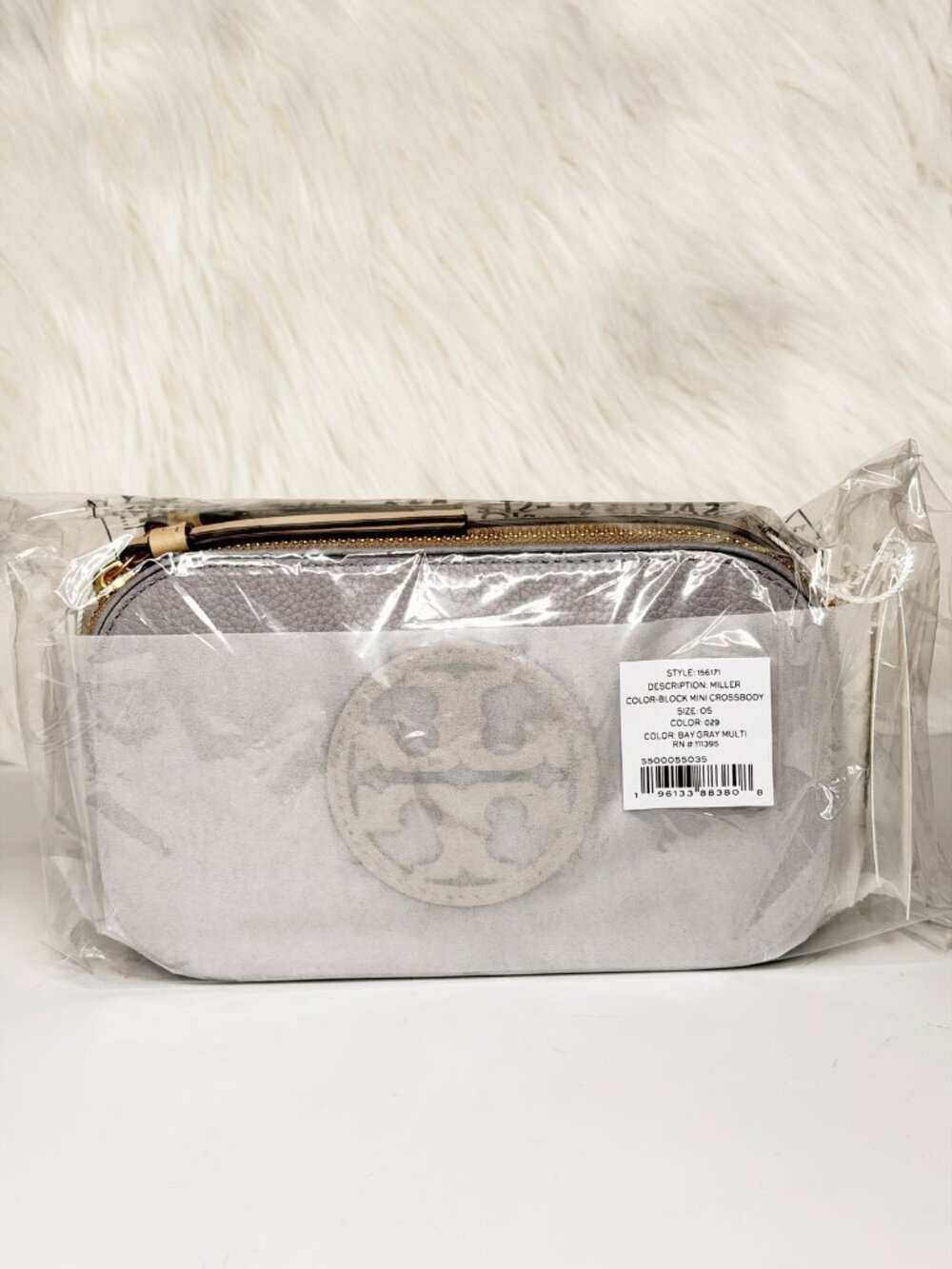 Tory Burch Mini Miller Colorblock Leather Crossbody Bag - Bay Gray Multi - Picture 5 of 8